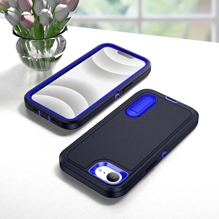 For iPhone 17e / 16e Rugged PC + Silicone Phone Case with Holder