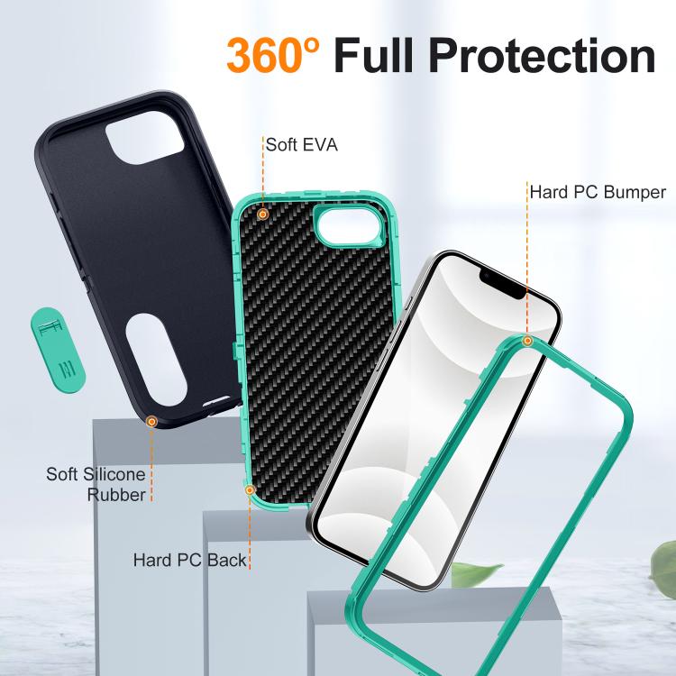 For iPhone 17e / 16e Rugged PC + Silicone Phone Case with Holder