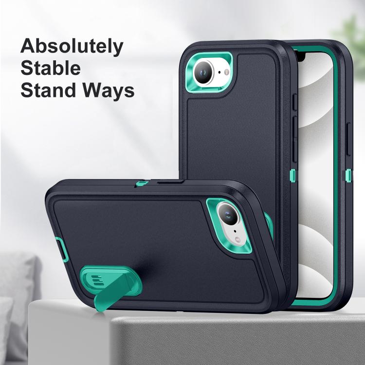 For iPhone 17e / 16e Rugged PC + Silicone Phone Case with Holder