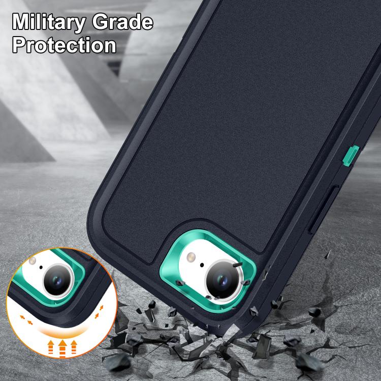 For iPhone 17e / 16e Rugged PC + Silicone Phone Case with Holder