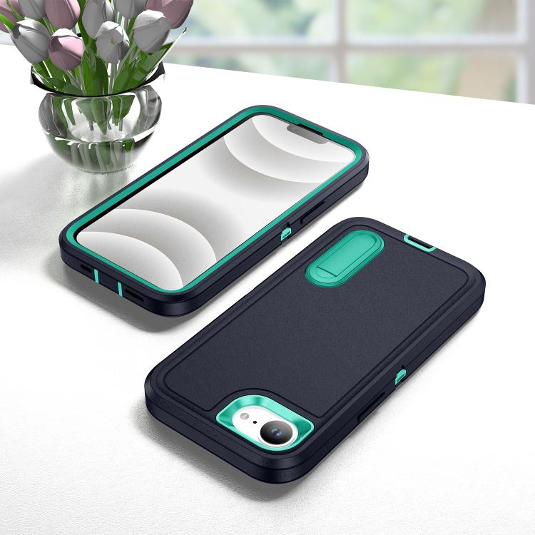 For iPhone 17e / 16e Rugged PC + Silicone Phone Case with Holder