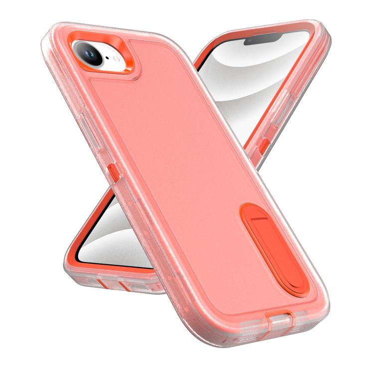 For iPhone 17e / 16e Rugged PC + Silicone Phone Case with Holder