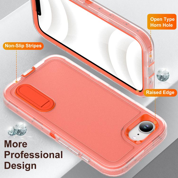 For iPhone 17e / 16e Rugged PC + Silicone Phone Case with Holder