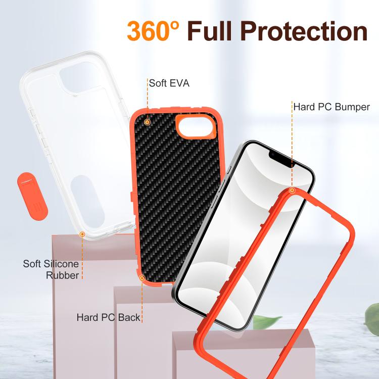 For iPhone 17e / 16e Rugged PC + Silicone Phone Case with Holder