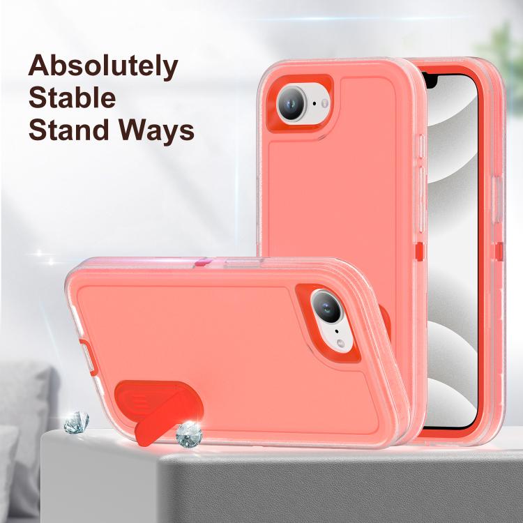 For iPhone 17e / 16e Rugged PC + Silicone Phone Case with Holder