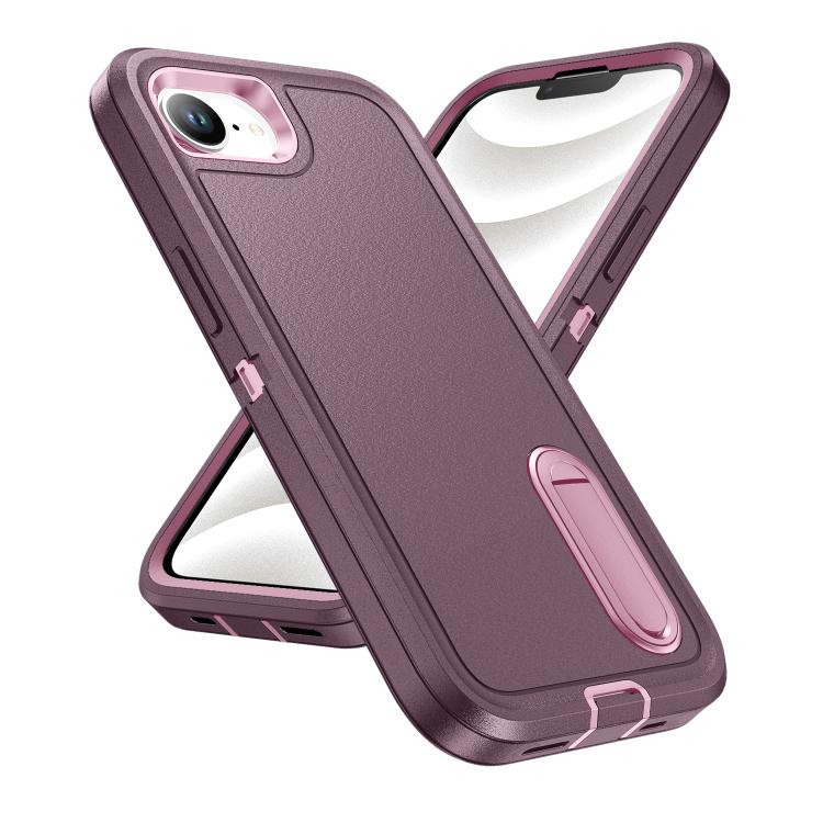 For iPhone 17e / 16e Rugged PC + Silicone Phone Case with Holder
