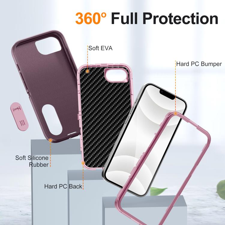 For iPhone 17e / 16e Rugged PC + Silicone Phone Case with Holder