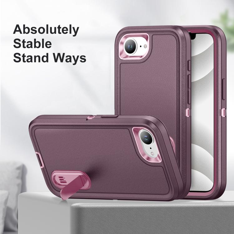 For iPhone 17e / 16e Rugged PC + Silicone Phone Case with Holder