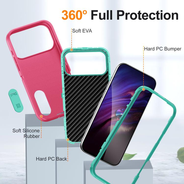 For iPhone 17 Pro Max Rugged PC + Silicone Phone Case with Holder
