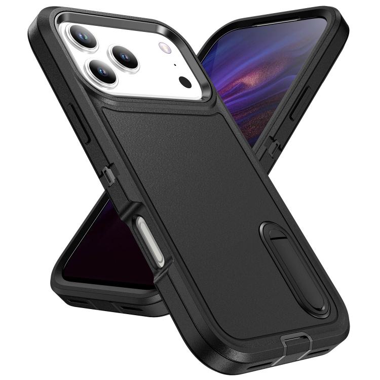 For iPhone 17 Pro Max Rugged PC + Silicone Phone Case with Holder
