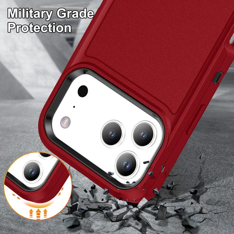 For iPhone 17 Pro Max Rugged PC + Silicone Phone Case with Holder