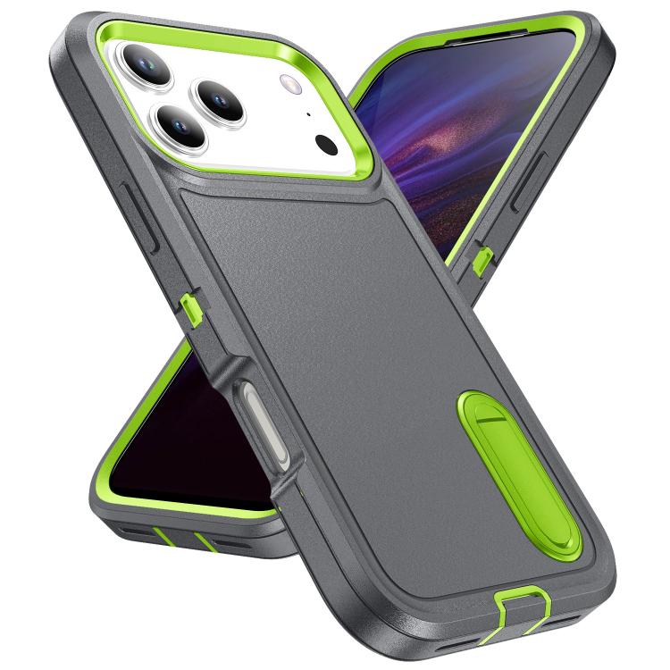 For iPhone 17 Pro Max Rugged PC + Silicone Phone Case with Holder