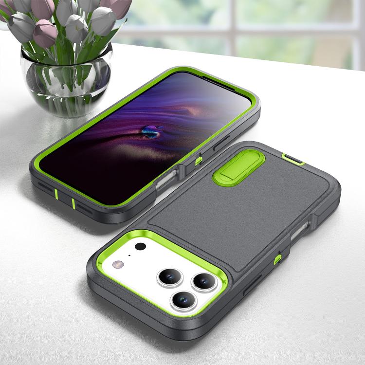 For iPhone 17 Pro Max Rugged PC + Silicone Phone Case with Holder