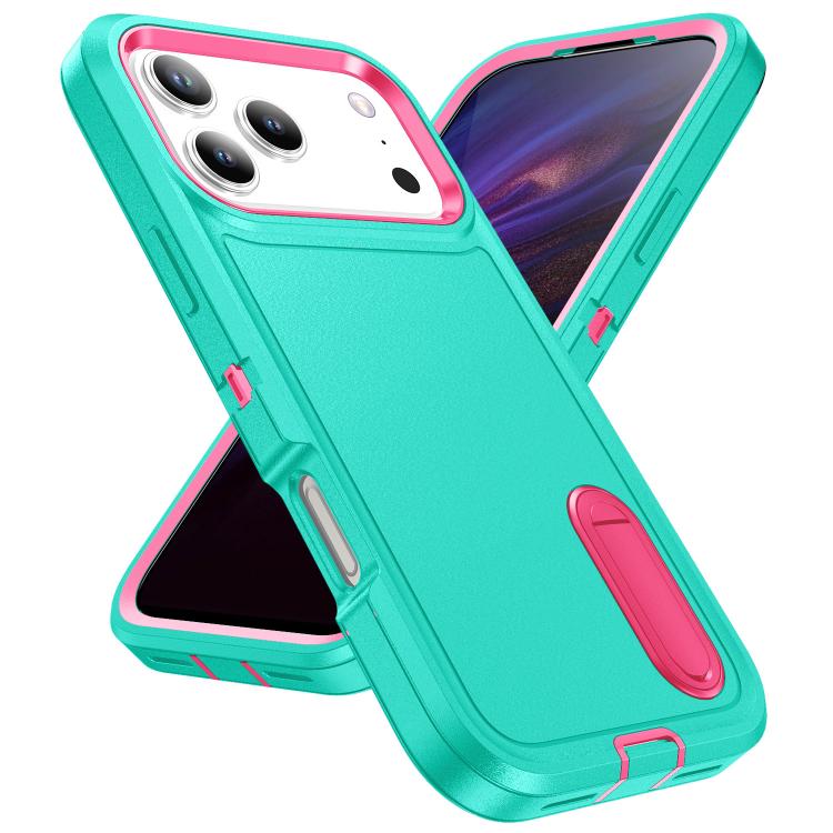 For iPhone 17 Pro Max Rugged PC + Silicone Phone Case with Holder