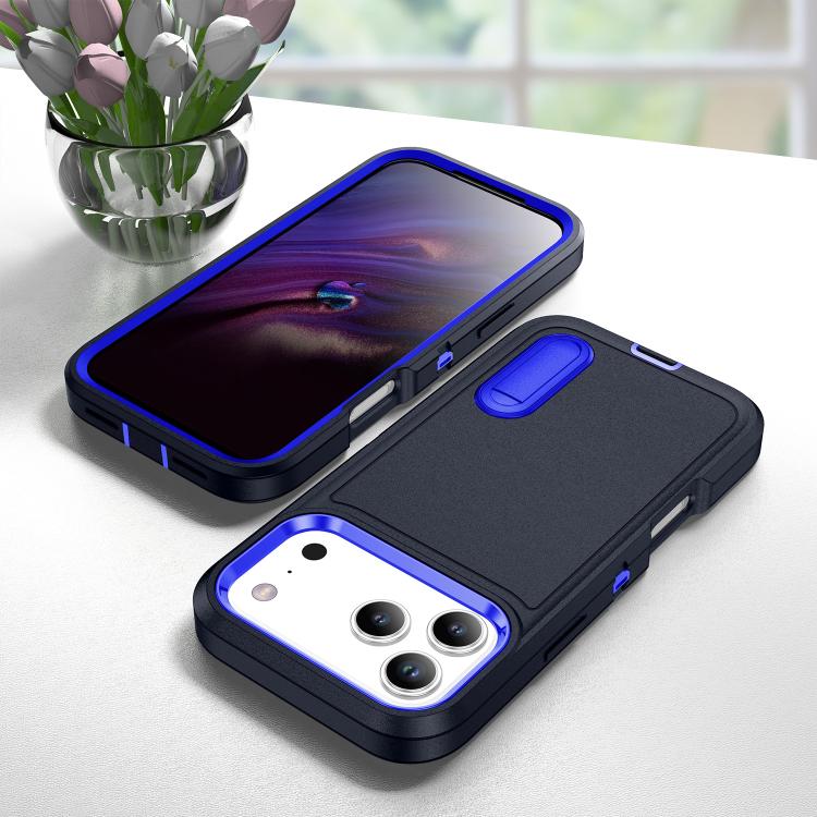 For iPhone 17 Pro Max Rugged PC + Silicone Phone Case with Holder
