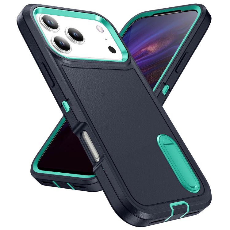 For iPhone 17 Pro Max Rugged PC + Silicone Phone Case with Holder
