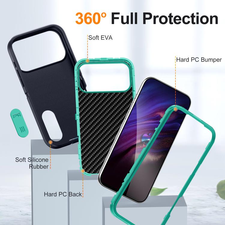 For iPhone 17 Pro Max Rugged PC + Silicone Phone Case with Holder