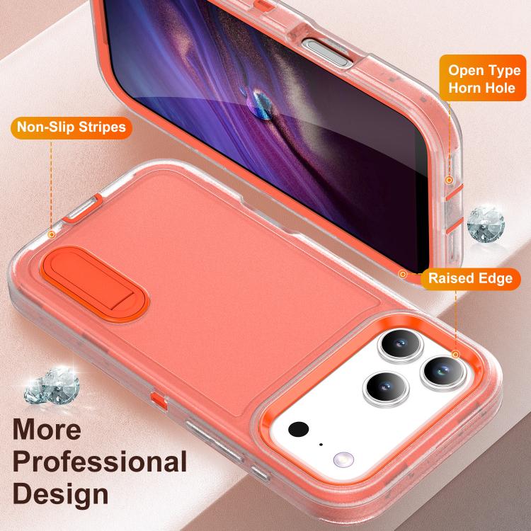 For iPhone 17 Pro Max Rugged PC + Silicone Phone Case with Holder