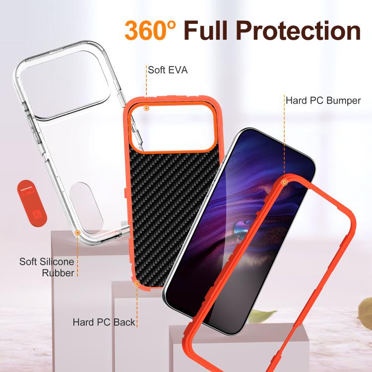For iPhone 17 Pro Max Rugged PC + Silicone Phone Case with Holder