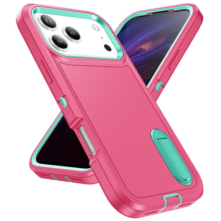 For iPhone 17 Pro Rugged PC + Silicone Phone Case with Holder