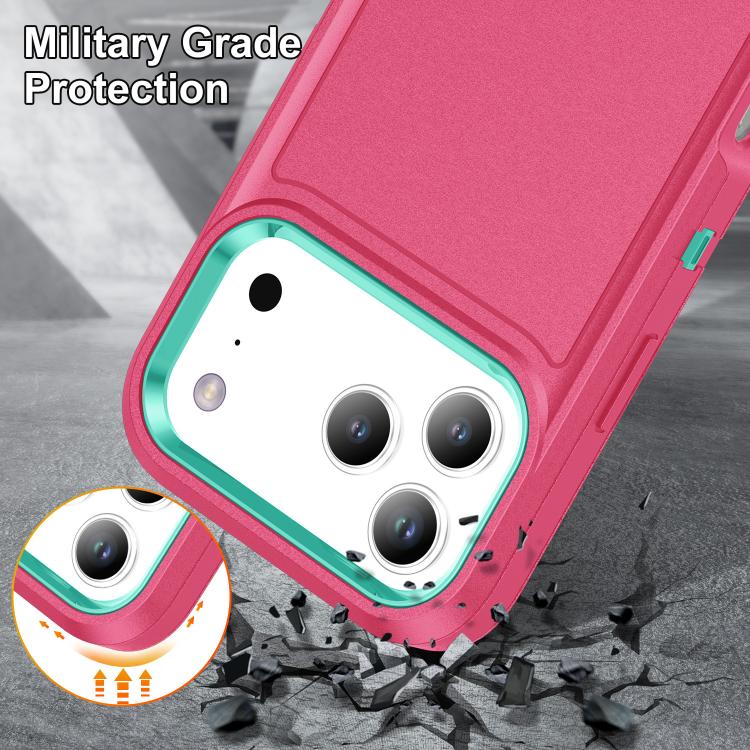 For iPhone 17 Pro Rugged PC + Silicone Phone Case with Holder