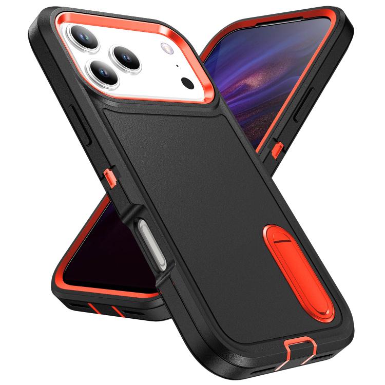 For iPhone 17 Pro Rugged PC + Silicone Phone Case with Holder
