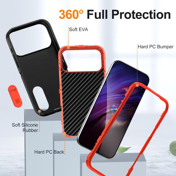 For iPhone 17 Pro Rugged PC + Silicone Phone Case with Holder