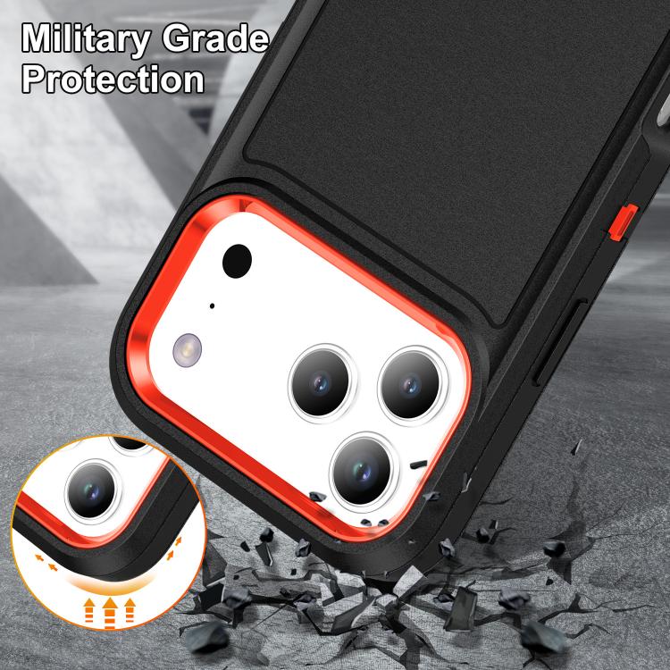 For iPhone 17 Pro Rugged PC + Silicone Phone Case with Holder