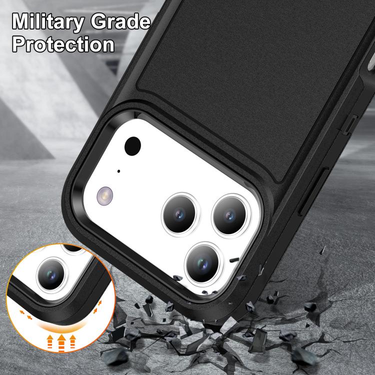 For iPhone 17 Pro Rugged PC + Silicone Phone Case with Holder