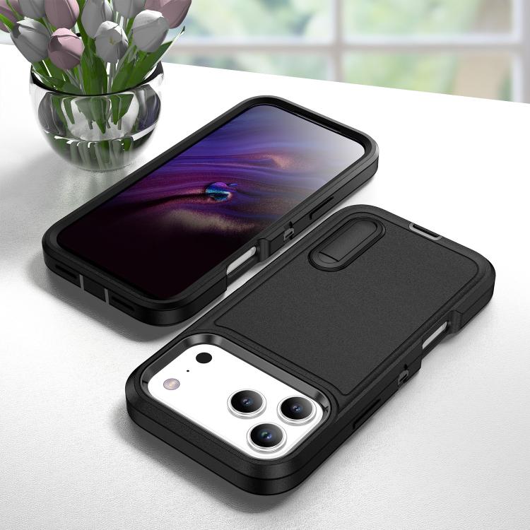 For iPhone 17 Pro Rugged PC + Silicone Phone Case with Holder