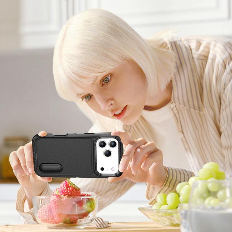 For iPhone 17 Pro Rugged PC + Silicone Phone Case with Holder