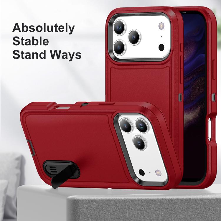 For iPhone 17 Pro Rugged PC + Silicone Phone Case with Holder