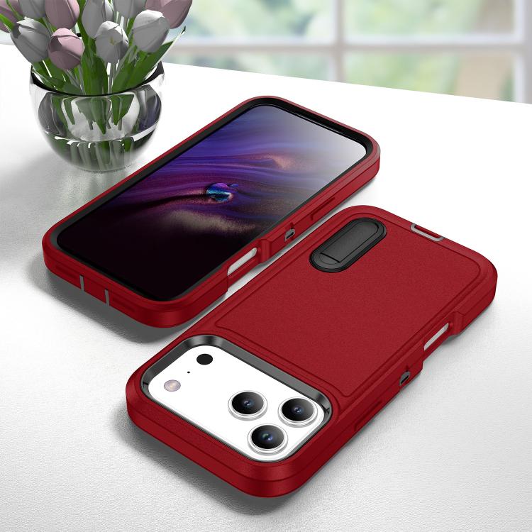 For iPhone 17 Pro Rugged PC + Silicone Phone Case with Holder
