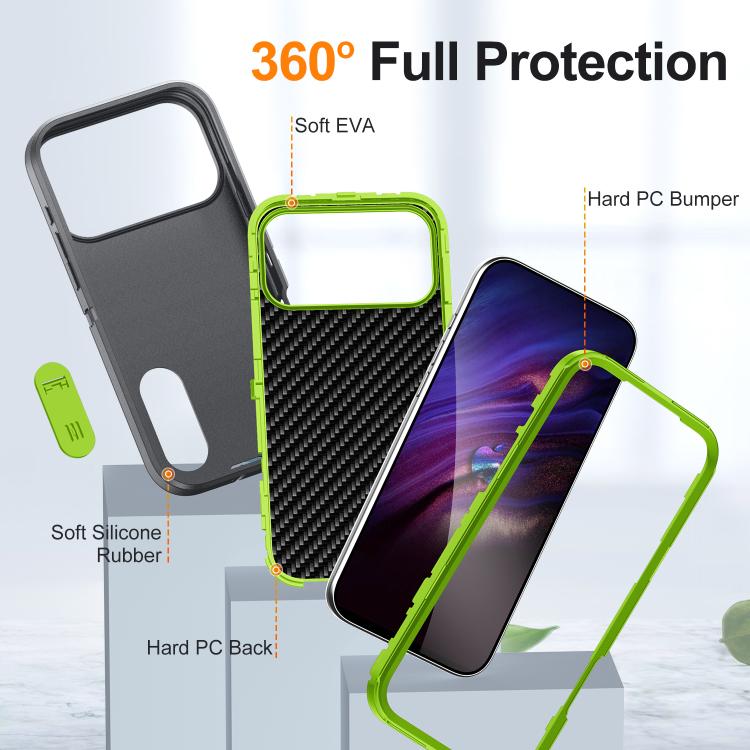 For iPhone 17 Pro Rugged PC + Silicone Phone Case with Holder