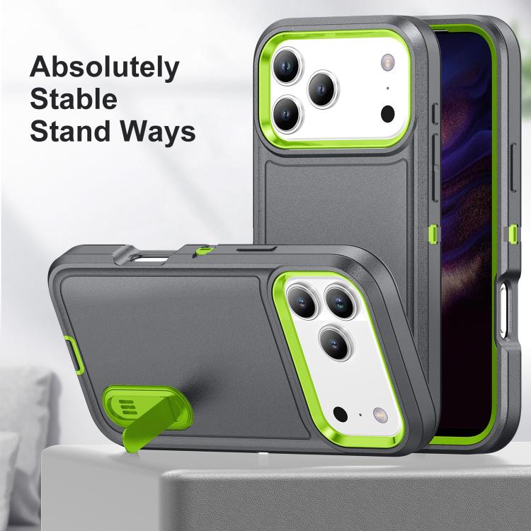 For iPhone 17 Pro Rugged PC + Silicone Phone Case with Holder