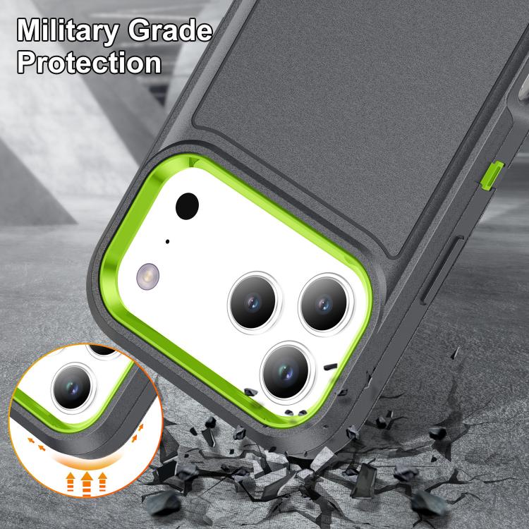 For iPhone 17 Pro Rugged PC + Silicone Phone Case with Holder