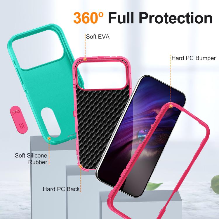 For iPhone 17 Pro Rugged PC + Silicone Phone Case with Holder