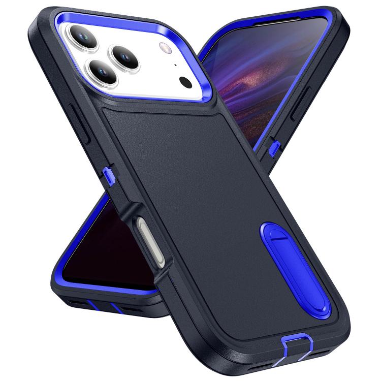 For iPhone 17 Pro Rugged PC + Silicone Phone Case with Holder