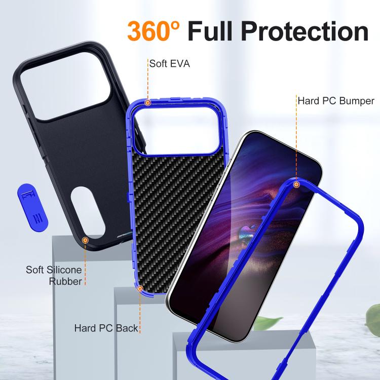 For iPhone 17 Pro Rugged PC + Silicone Phone Case with Holder