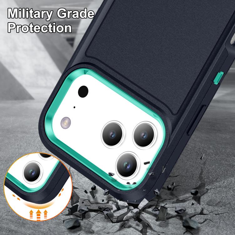 For iPhone 17 Pro Rugged PC + Silicone Phone Case with Holder