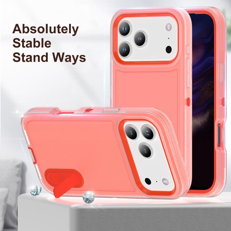 For iPhone 17 Pro Rugged PC + Silicone Phone Case with Holder