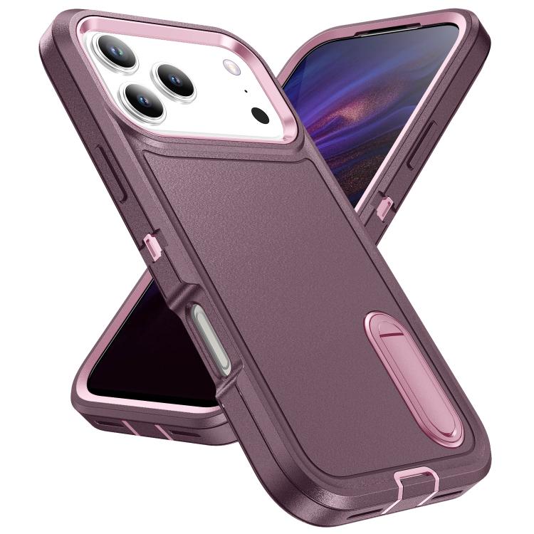 For iPhone 17 Pro Rugged PC + Silicone Phone Case with Holder