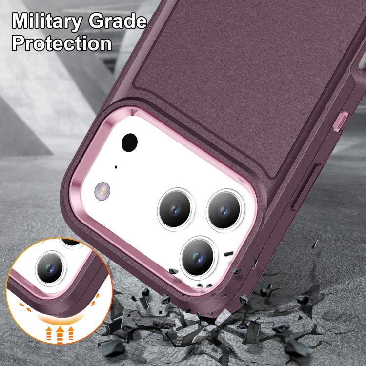 For iPhone 17 Pro Rugged PC + Silicone Phone Case with Holder