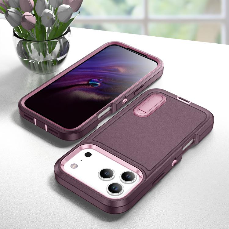 For iPhone 17 Pro Rugged PC + Silicone Phone Case with Holder