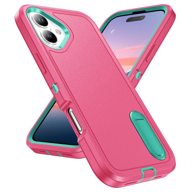 For iPhone 17 Rugged PC + Silicone Phone Case with Holder