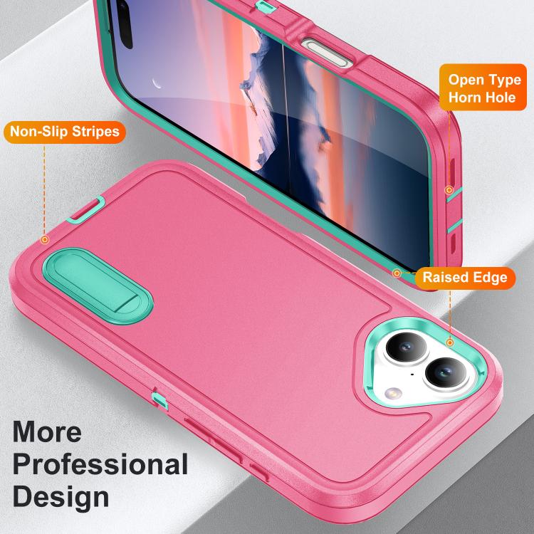 For iPhone 17 Rugged PC + Silicone Phone Case with Holder