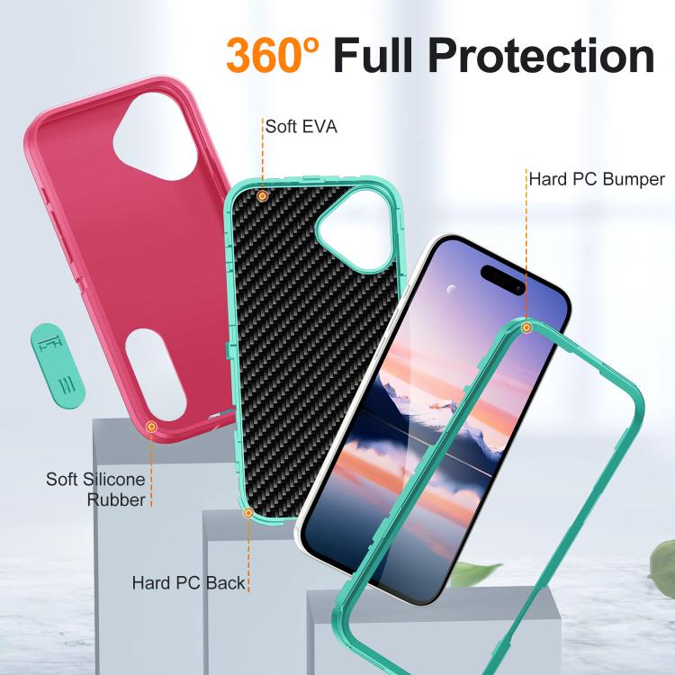 For iPhone 17 Rugged PC + Silicone Phone Case with Holder