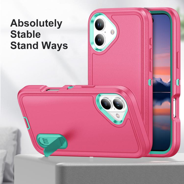 For iPhone 17 Rugged PC + Silicone Phone Case with Holder
