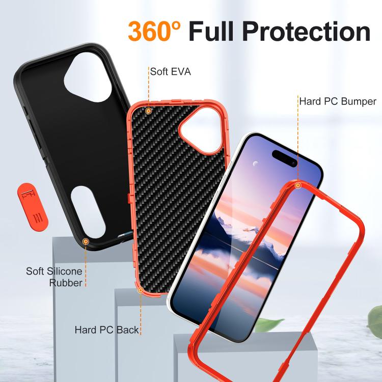 For iPhone 17 Rugged PC + Silicone Phone Case with Holder