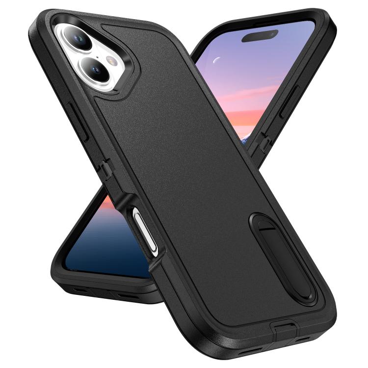 For iPhone 17 Rugged PC + Silicone Phone Case with Holder